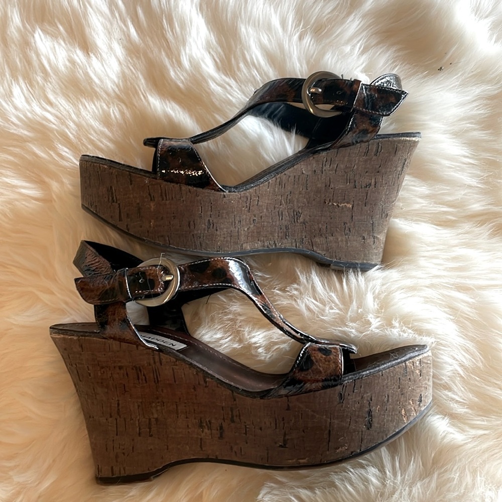 Steve Madden Animal Print wedge sandals 7